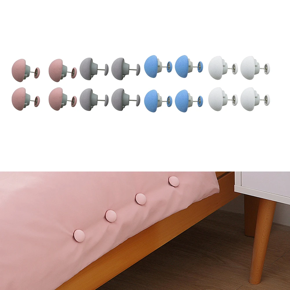 

4/8pcs Duvet Sheet Fixer Antiskid Stripe Mushroom Shape Bed Sheet Clips No-deformation One Button Unlocking for Furniture Covers