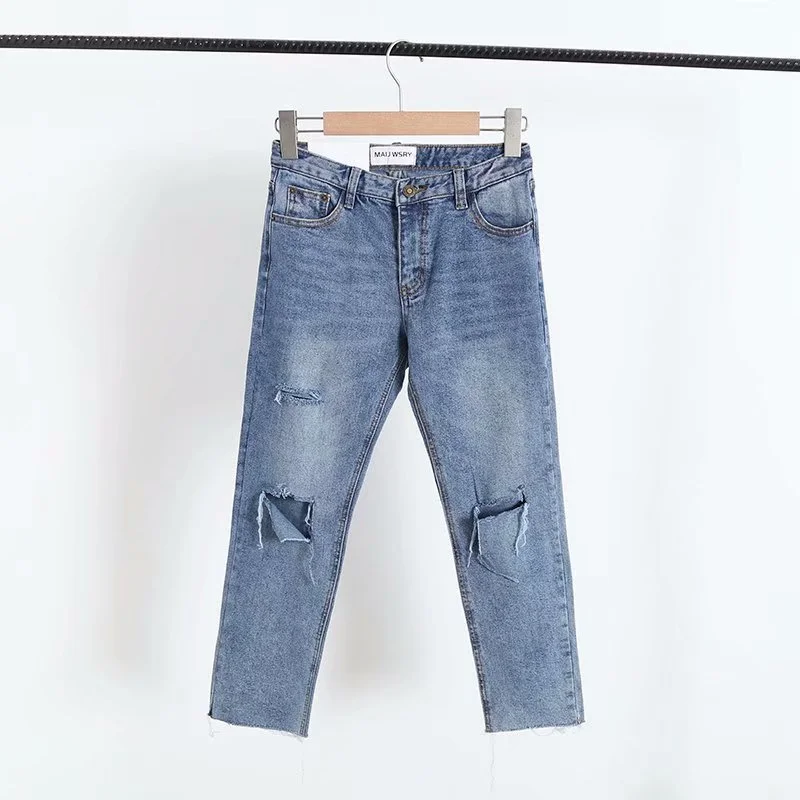 Bmissingyou Washed Skinny Denim Jeans Fashion Women Retro Ripped Pants With Pocket Low Waist Harajuku Streetwear Long Trousers