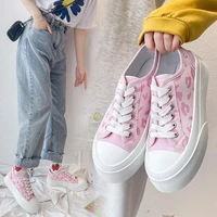 2022 womens sneakers canvas shoes woman spring cute print casual lace up ladies flats shoes tennis female vulcanized shoes new