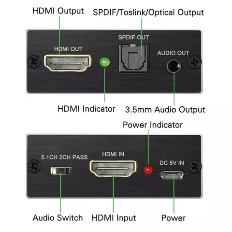 HDMI аудиоэкстрактор 4K HDMI-HDMI с оптическим TOSLINK SPDIF + 3,5 мм