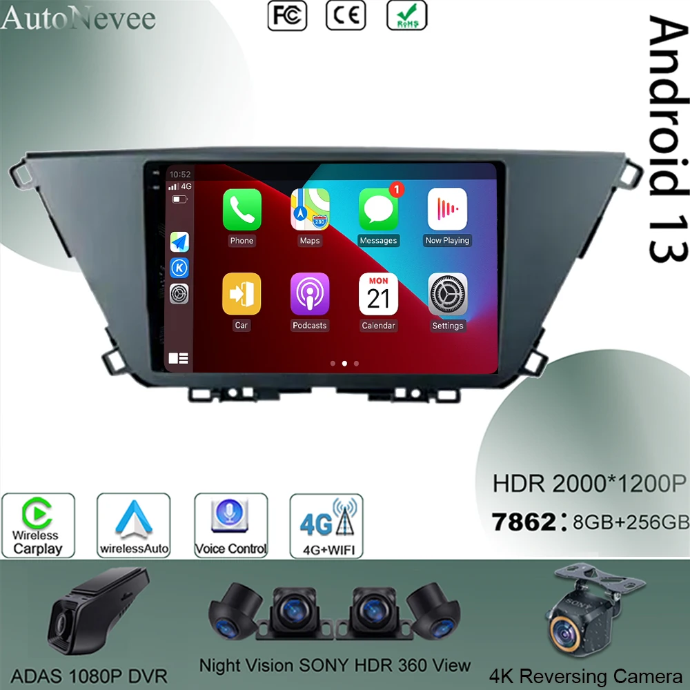 Автомобильная Беспроводная Автомагнитола Carplay на Android 13 для Kia Carens KY 4 IV 2022 2023