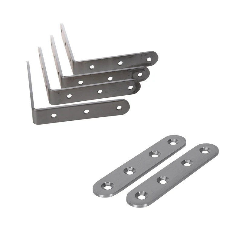 

6 шт., держатели для полки из нержавеющей стали, 4 шт., 100 Х100 мм и 2 шт., 89 х19 мм