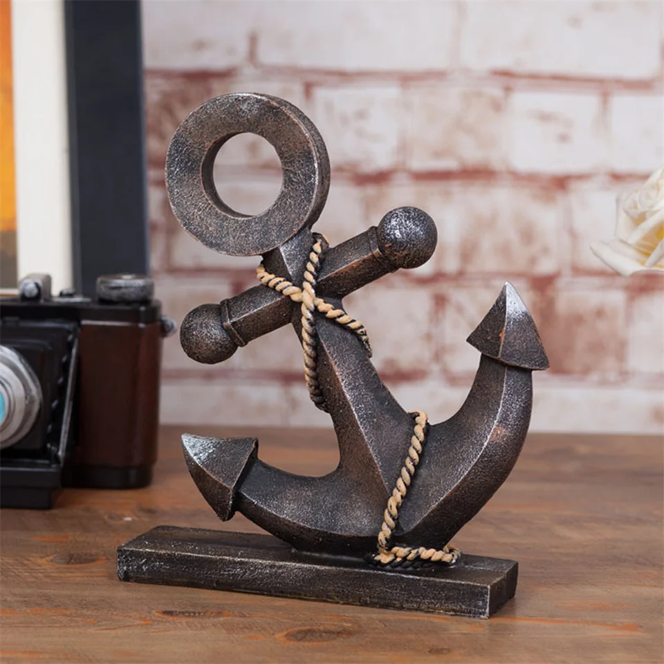 

marine anchor rudder ornament Anchor Rudder Retro Model Props Navy Decor Ornaments Crafts aquarium accessoires דגים