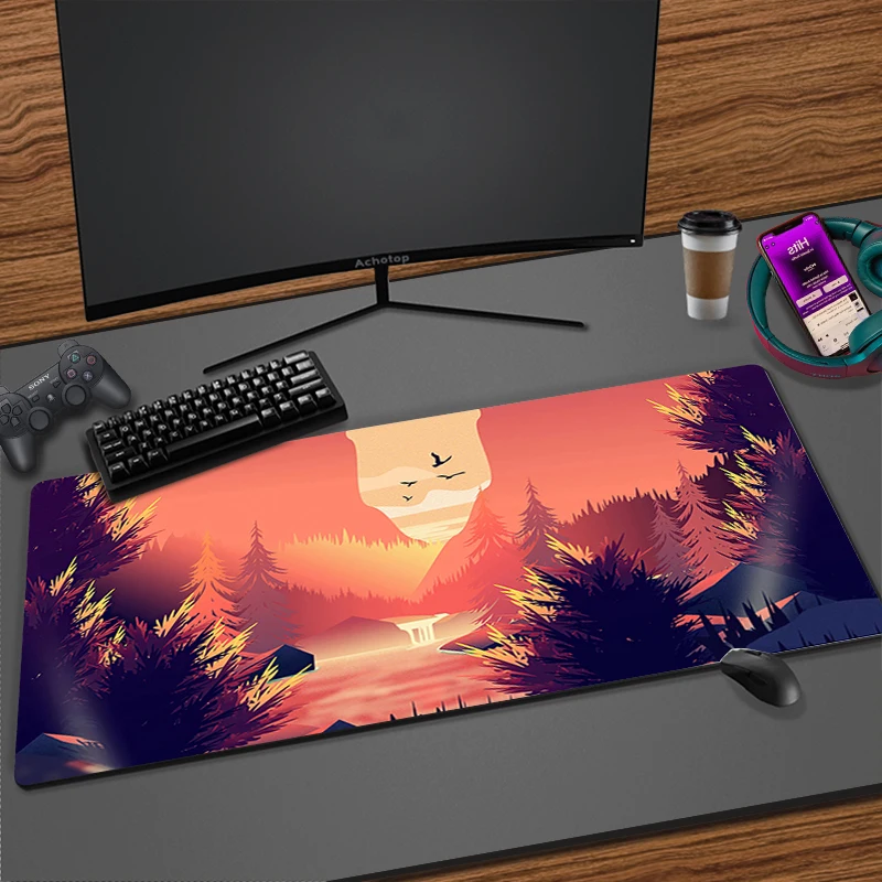 

Deep Forest Firewatch Laptop Gamer Mousepad Gaming Accessories Mouse Pad Large Locking Edge Keyboard Deak Mat for Cs Go LOL