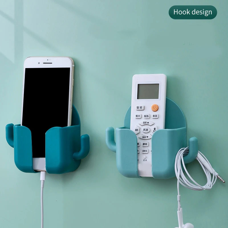 

1PCS Wall Mounted Organizer Box Punch-free TV Remote Control Storage Mounted Phone Plug Wall Holder Charging Multifunction Hooks
