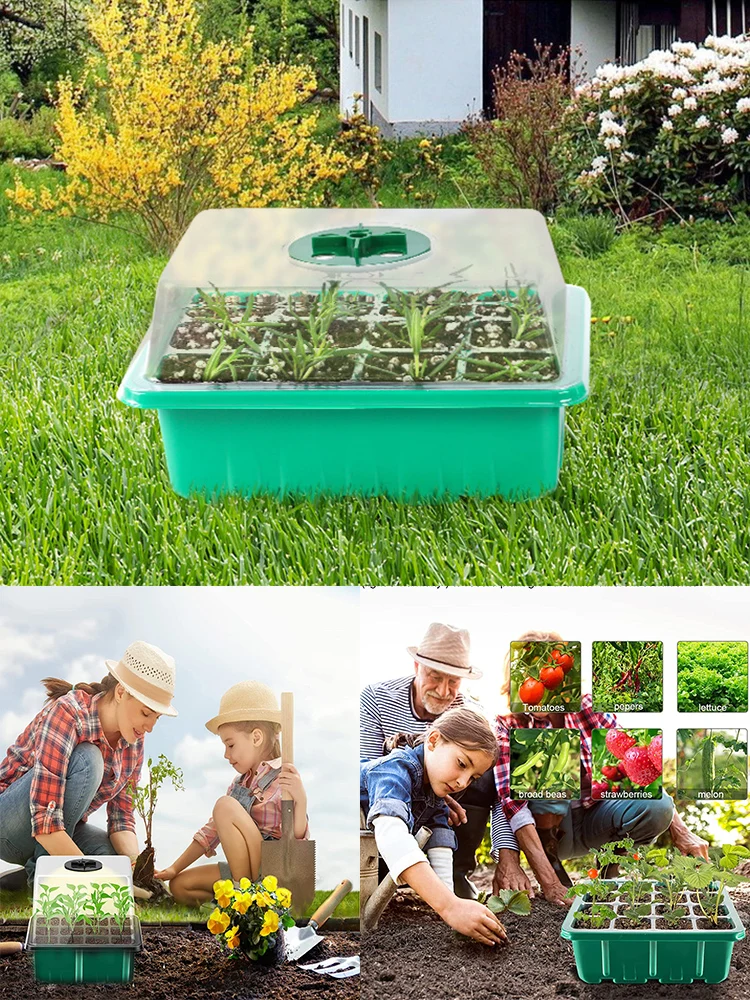 

Garden Seedling Trays Propagator Growing Trays With Plant LED Lights Seeds Starter Grow Trays Nursery Pots For Garden Greenhouse