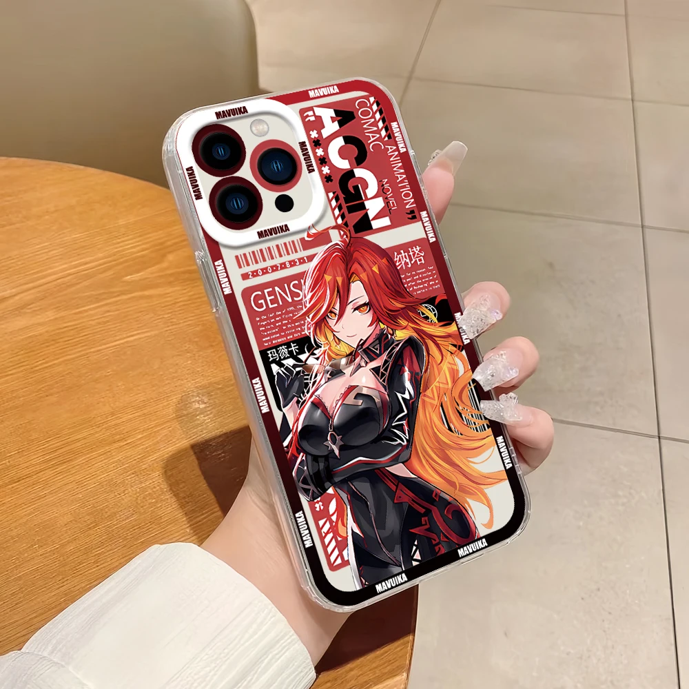 Фото Игра Genshin Impact MAVUIKA для Samsung Galaxy A 15 54 55 S23 S24 S25 4G 5G Ultra Plus Fe Cover Transparent Bezel Shell №5