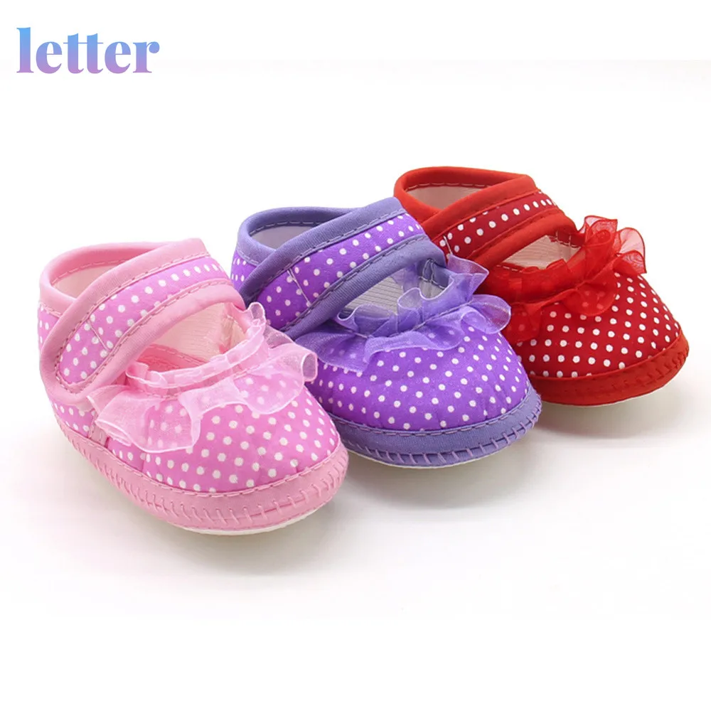 

Newborn Infant Baby Dot Lace Girls Soft Sole Prewalker Warm Casual Flats Shoes
