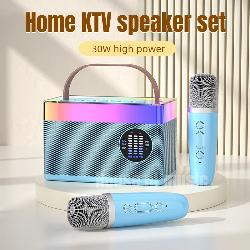 

Wireless K-song Bluetooth Speakers Mini Home Ktv Singing Karaoke Suit Outdoor Portable 30W High-power Stereo Sound Box with Mic