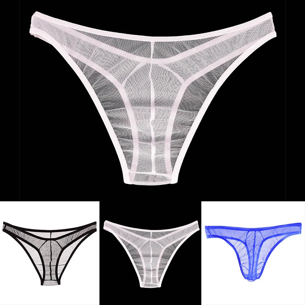 

2022 Men Sexy Underwear Thong Ultra-Thin Transparent Tulle Sexy See-Through Low Rise Qucik-Dry T Pants Men's Erotic Lingerie