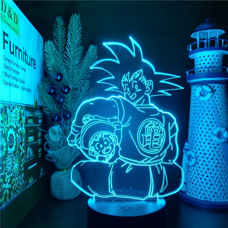 Dragon Ball Z Goku Gohan Father Son Acrylic 3D Lamp Led Touch Sensor Colorful Bedroom Nightlight For Bedroom Decor Lampara Manga