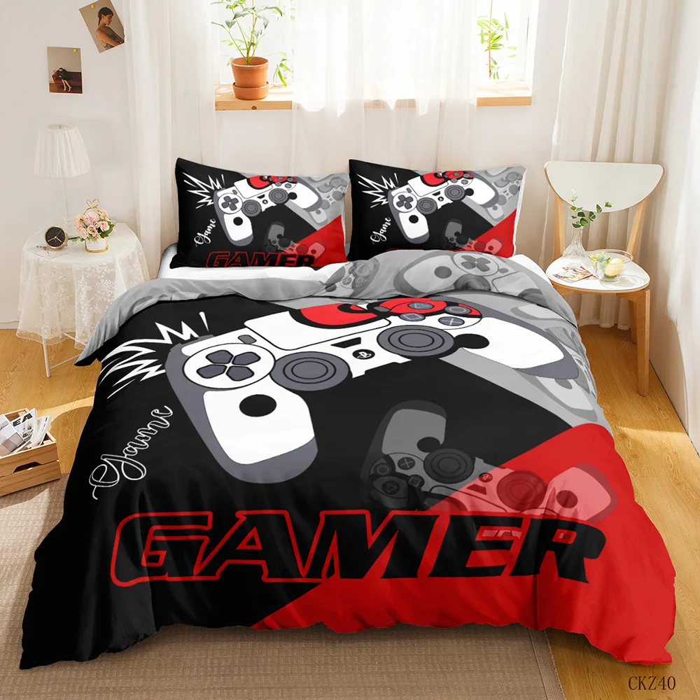 

Gamer Bedding Sets for Boy,Gamepad Controller Duvet Cover Set King Size,Video Games Comforter Cover Teens Polyester Quilt Cover