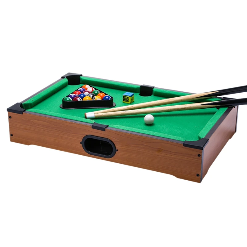 Mini Tabletop Pool Set- Billiards Game Includes Game Balls Sticks Chalk Brush And Triangle-Portable And Fun Leisure Toys