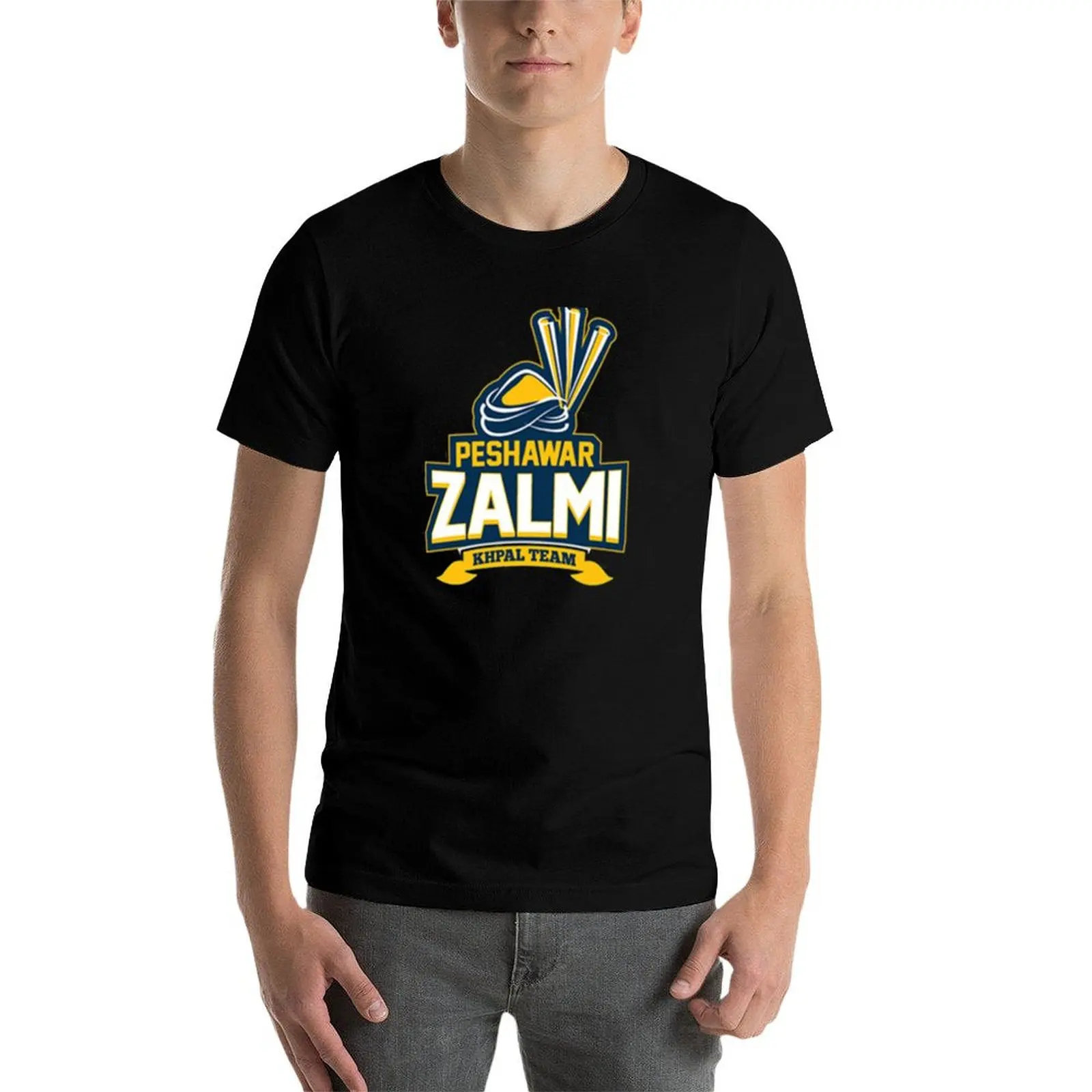 Фото Футболка с логотипом команды Peshawar Zalmi, мужская футболка из хлопка, 100% футболки для мужчин, забавные хлопковые футболки с рисунком, мужская футболка из 100% хлопка №1