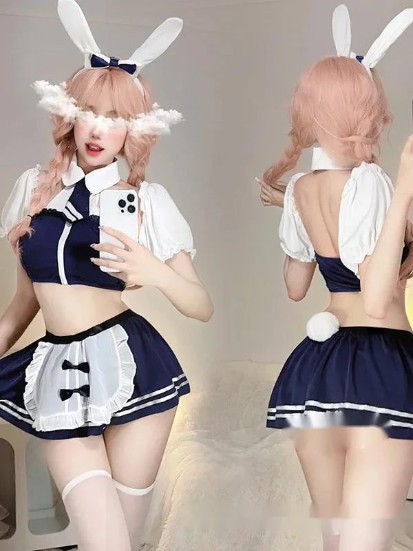 Женский летний комплект с отложным воротником голубой и белый цвет модель F7WL