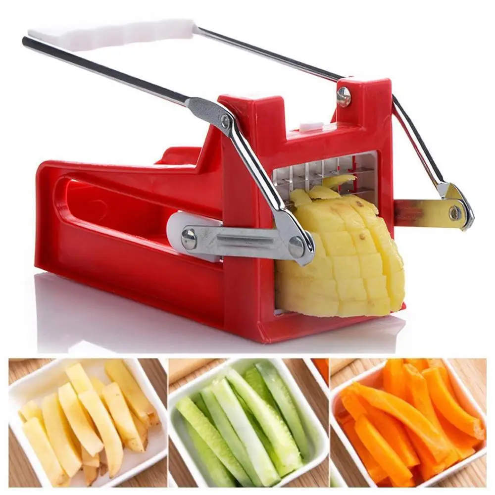

French Fry Cutter Fruit Vegetable Potato Slicer Chips Strip Cutting Machine Maker with Stainless Steel Blades Kitchen Gadgets