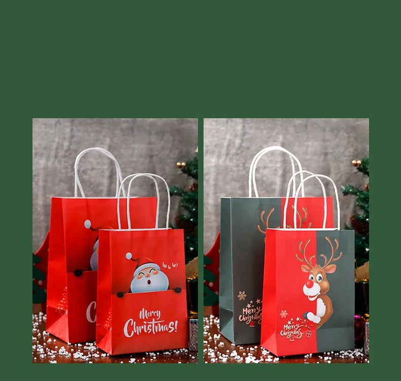 Рождественские пакеты из крафт-бумаги 2024 новогодний милый Санта-Клаус