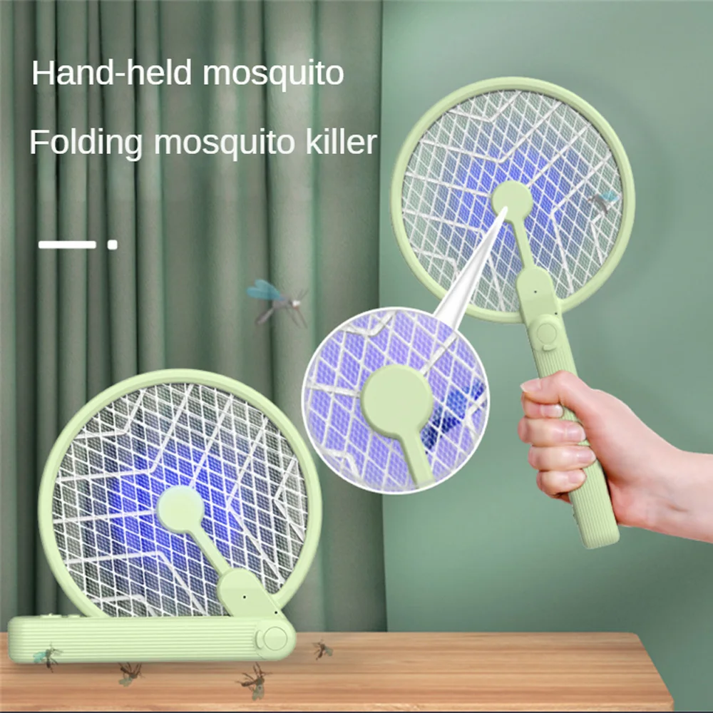 

Household Foldable Electric Mosquito Swatter Mosquito Killing Swatter USB Charging Interface Household 2 In 1 Electric Mosquito