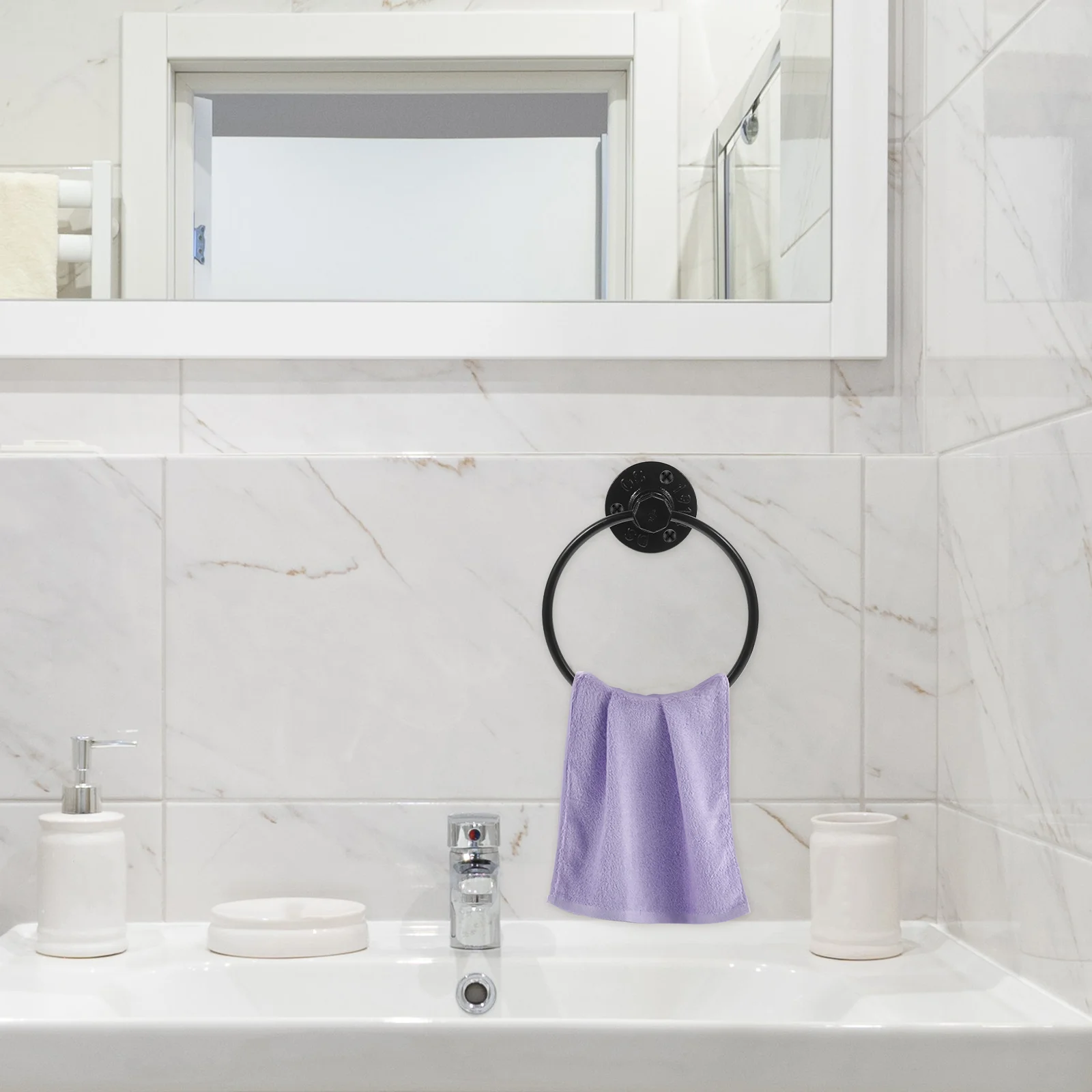 Ретро железное подвесное кольцо держатель для полотенец ванная комната матовые