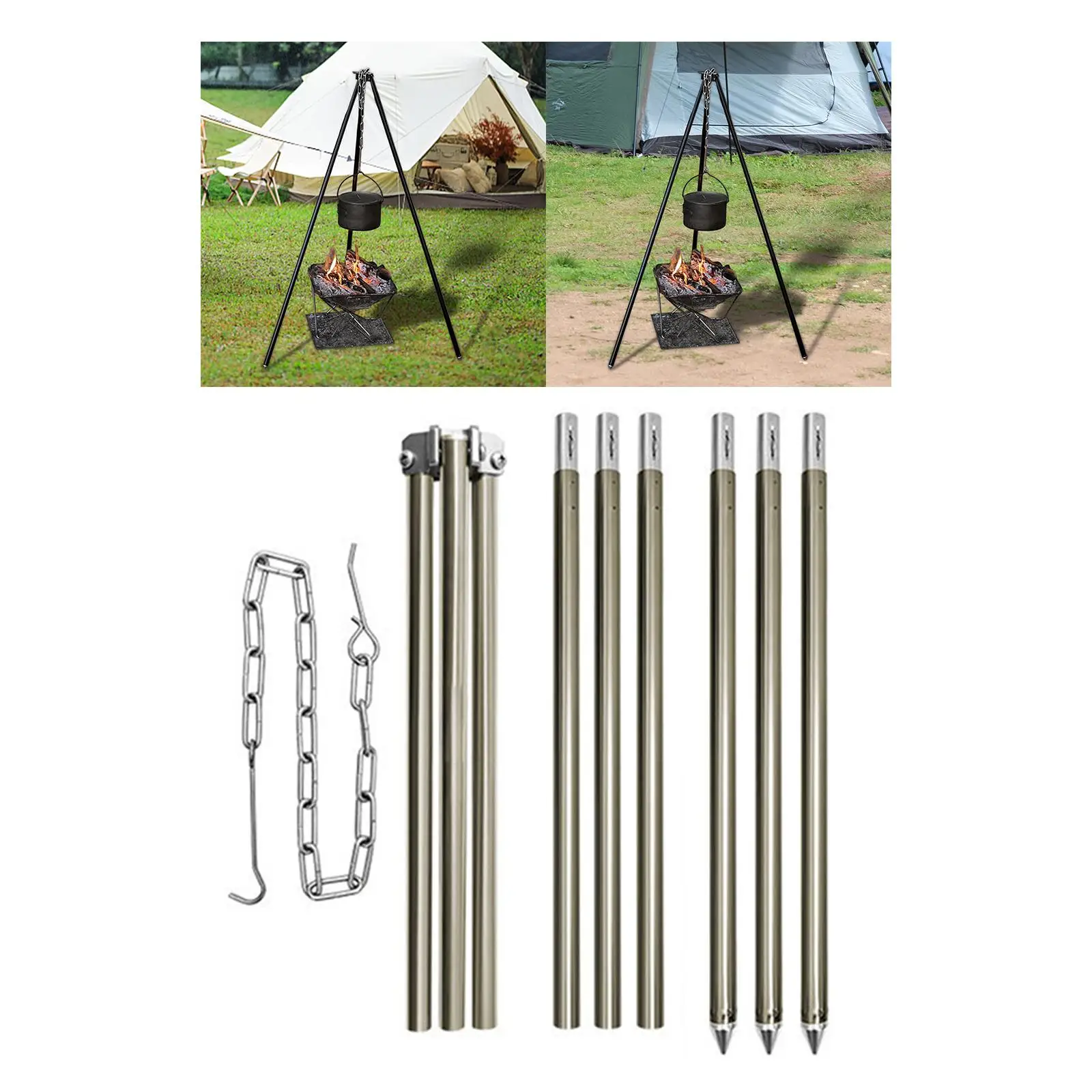 

Алюминиевый Штатив для кемпинга с подвесной цепью и треугольной подставкой для рыбалки