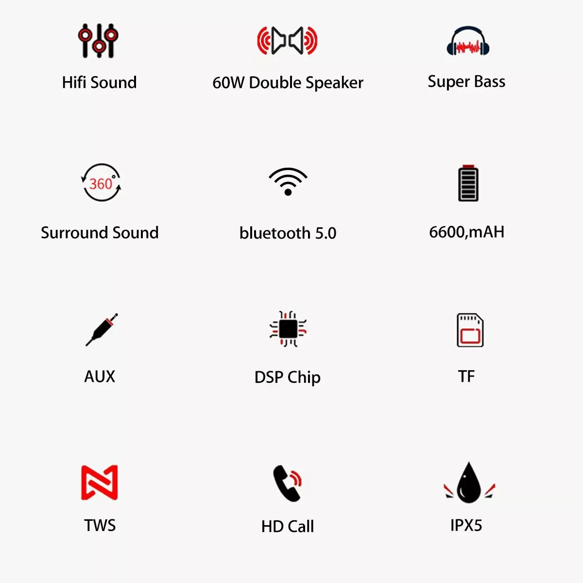 Беспроводная Bluetooth-Колонка INSMA S600 60 Вт IPX5 15 часов воспроизведения |