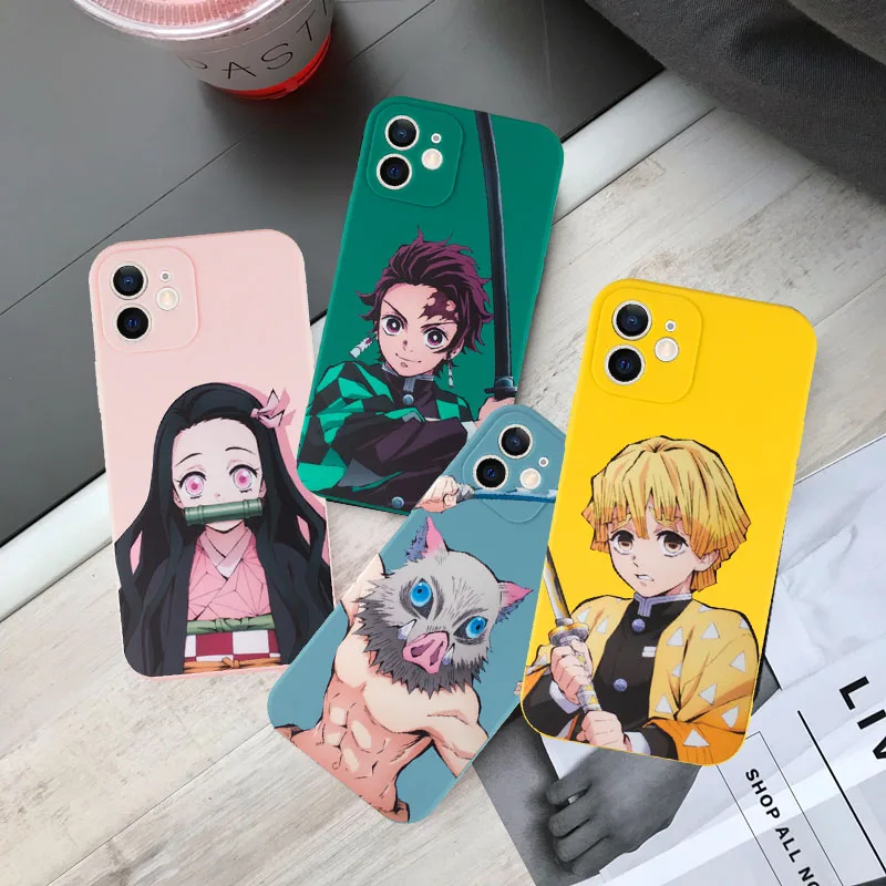 

Japanese Cartoon Anime Demon Slayer Phone Case For iPhone 11 12 13 Pro MAX XS XR 7 8Plus Ghost Slayer Kamado Nezuko Phone Cases