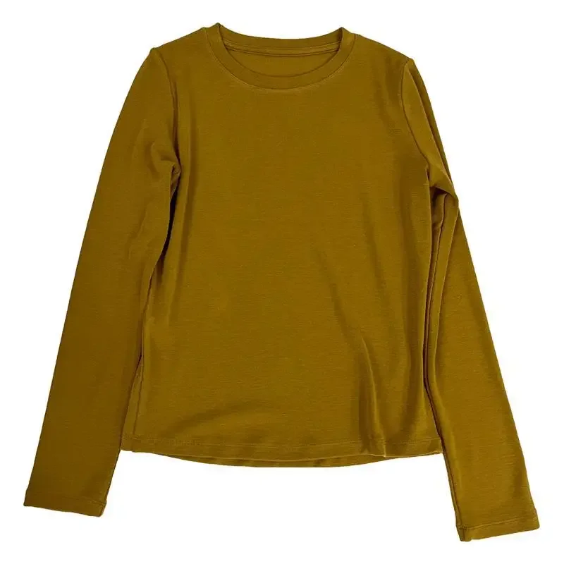 Женский свободный пуловер с круглым вырезом футболка длинным рукавом базовая