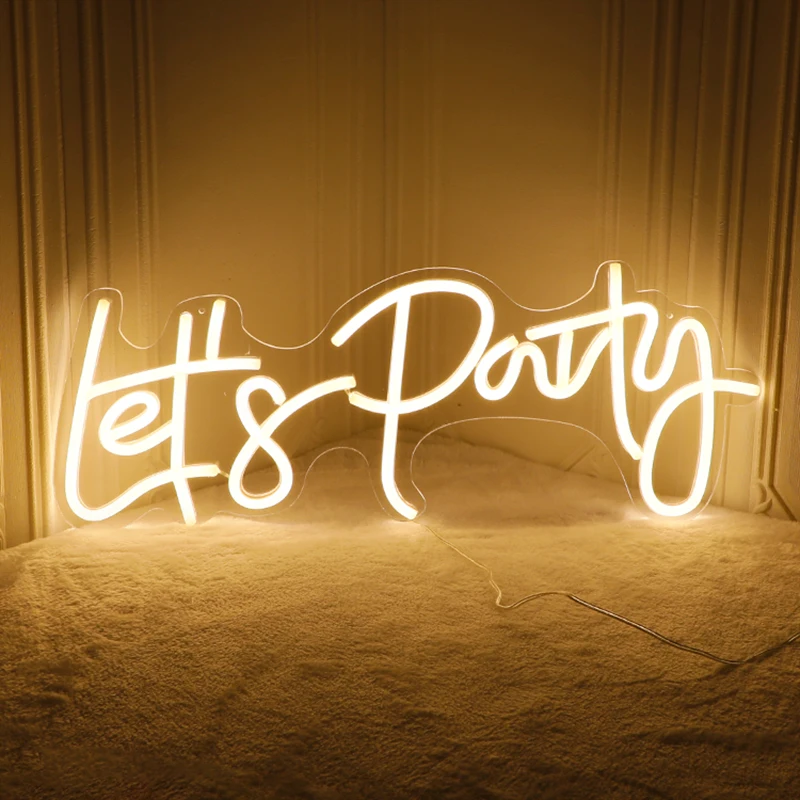 LED Let's Party Neon Sign Advertising Sign Christmas Thanksgiving Decor Bedroom Bar Game Room Party Cocktail Party Wall Sign