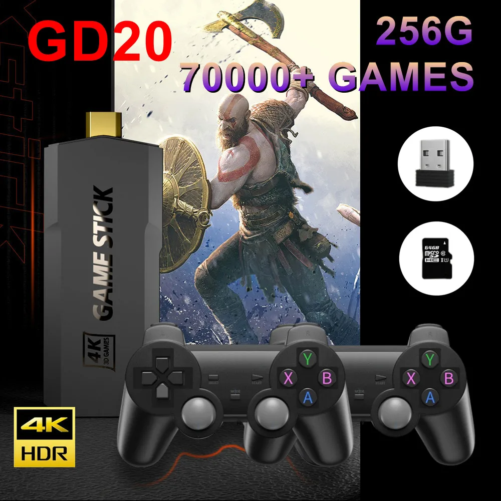 GD20 Video Game Console 2.4G Wireless Console Game Stick 4K HDMI Low Latency Output Portable Retro Console Built-in 70000 Game