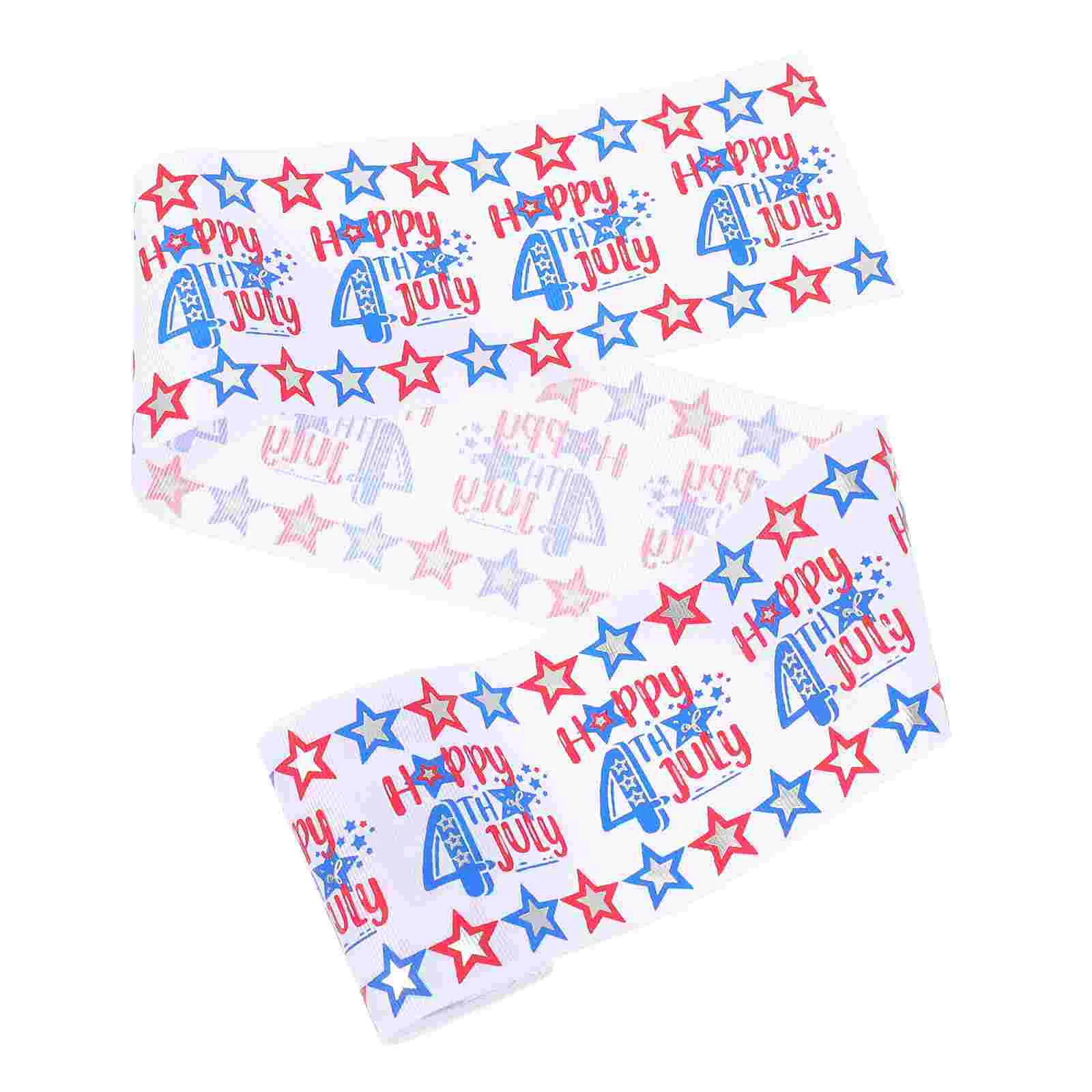 

1 Roll of Independence Day Ribbon Roll Holiday Ribbon Decorative Ribbons for Crafts Star Printed Ribbon