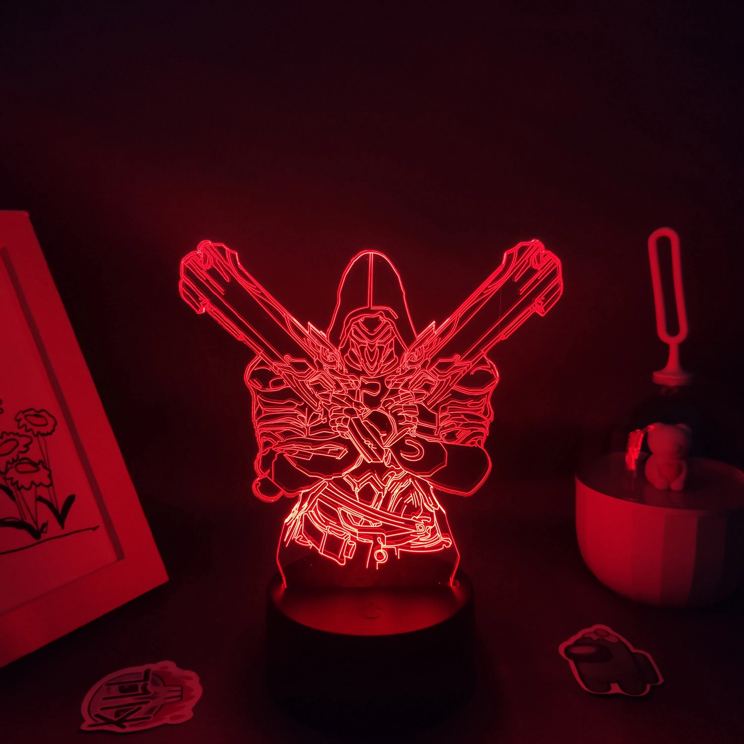 Overclock фигурка из игры OW жнец Габриэль Реда 3D лампы светодиодные RGB ночники подарок