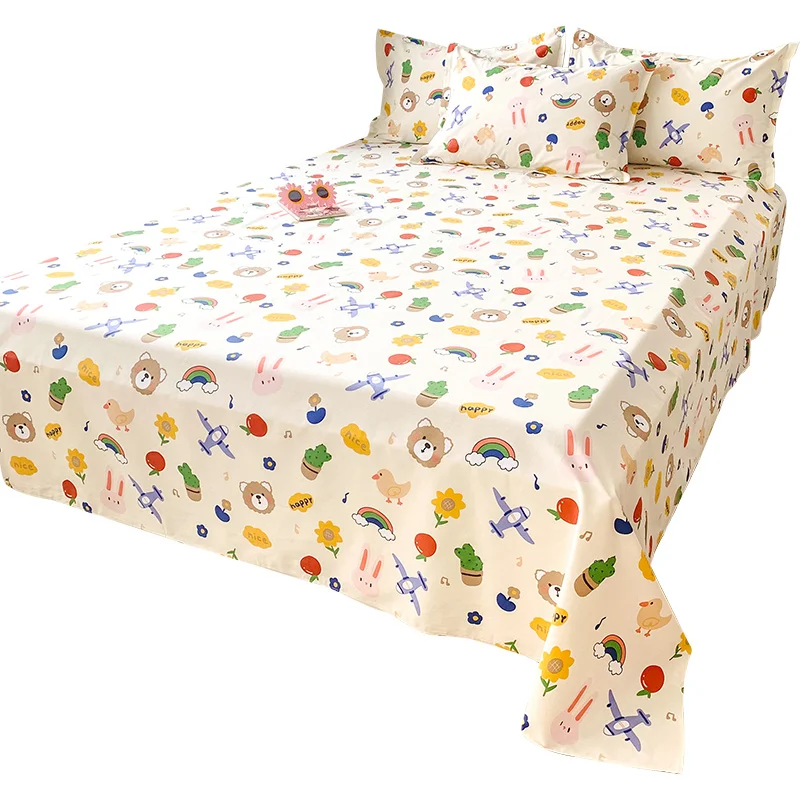 Cotton Bed Sheet Summer Single Thickened 00 B.5 M Double Dormitory Pillowcase 2 Three-Piece Set