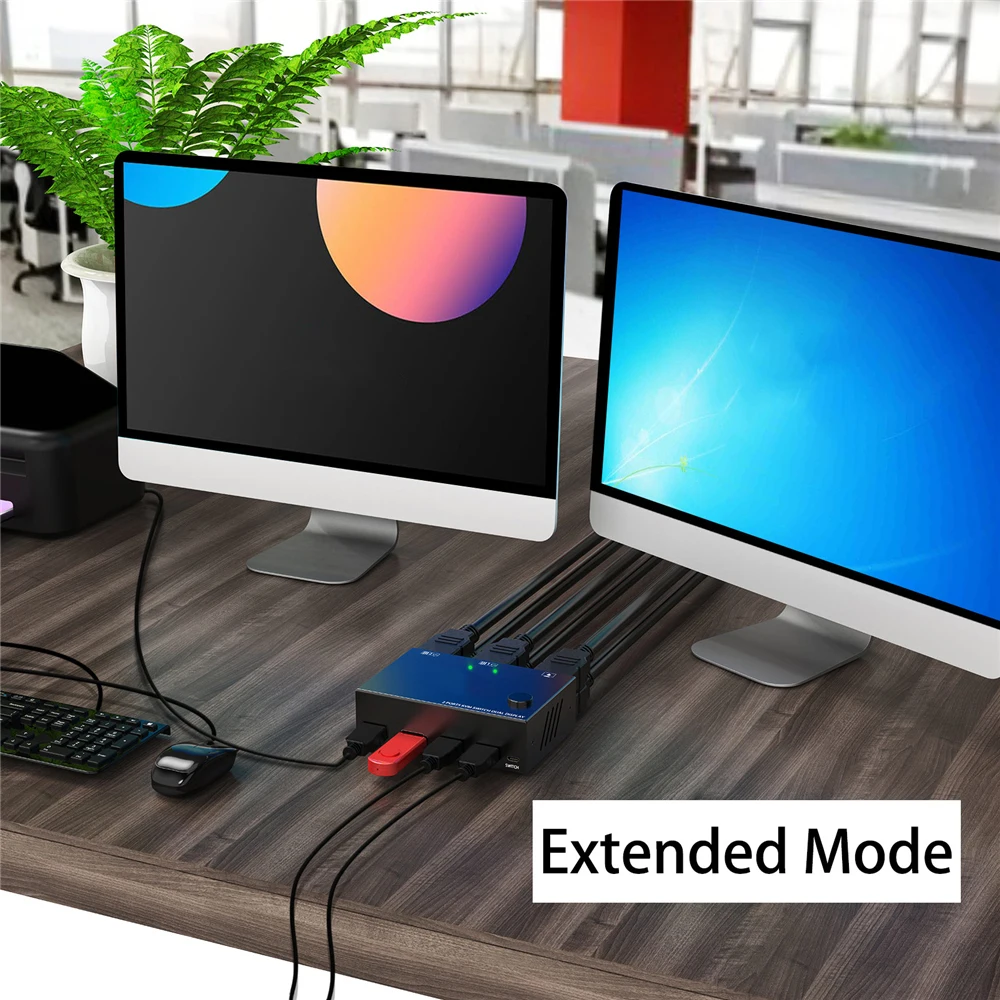 60Hz KVM HDMI-Compatible 2 In 2 Out Dual Monitor Switcher Controls 2 Computer Laptop Monitor 2 Input Display No Driver Required