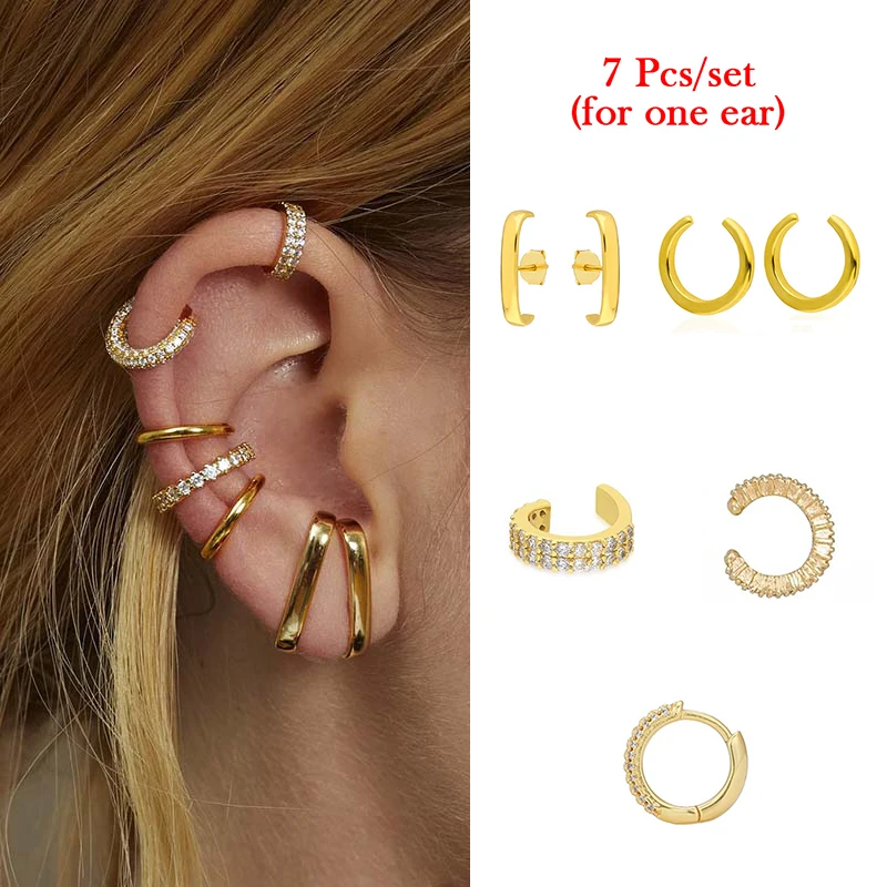 CRMYA Gold Silver Plated Clip Earrings for Women Simple Fake Piercing Ear Clips Women Ear Cuff Earrings 2022 Jewelry Wholesale images - 6