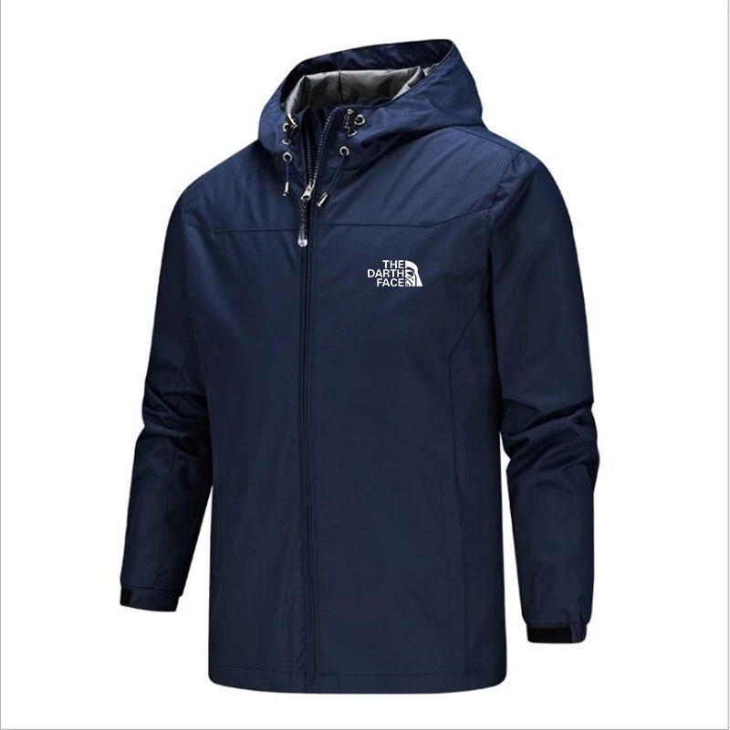 2022 Outdoor Mountaineering High Quality Men's Raincoat Zipper Hooded Jacket Printed Rain proof Jacket Sports Jacket