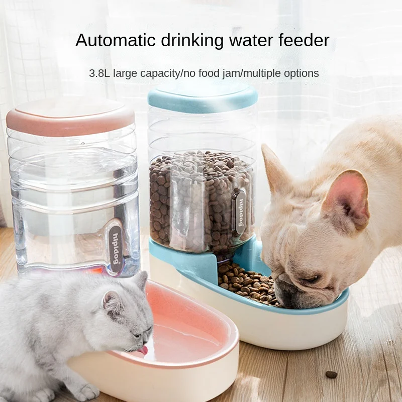 

Dog Food Bowl Automatic Pet Feeder Cat Drinker Cat Basin Feeding Water Feeding Combination Grain Storage Bucket Multi-purpose