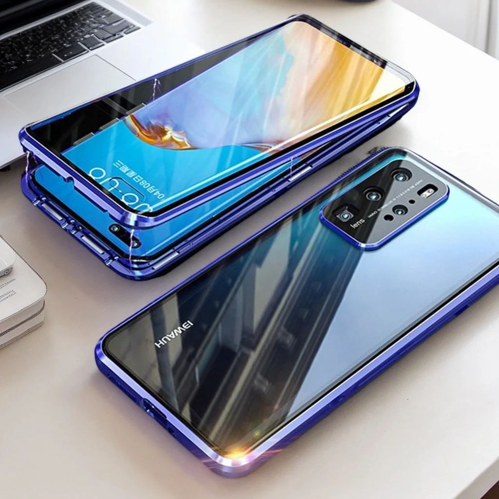 360 ° Металлический магнитный двусторонний объектив из закаленного стекла для Huawei