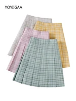 sweet women pleated skirts preppy style female plaid mini skirt fashion chic ladies girls short skirt summer a line woman skirts
