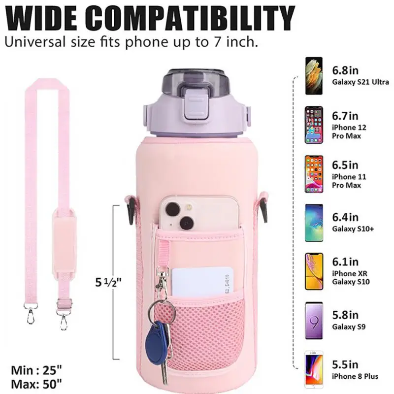 

Motivational Thermos Sleeve For 2l Water Bottles Cup Covers Large Capacity Insulator Sleeve Bag Drinkware Accessories Portable