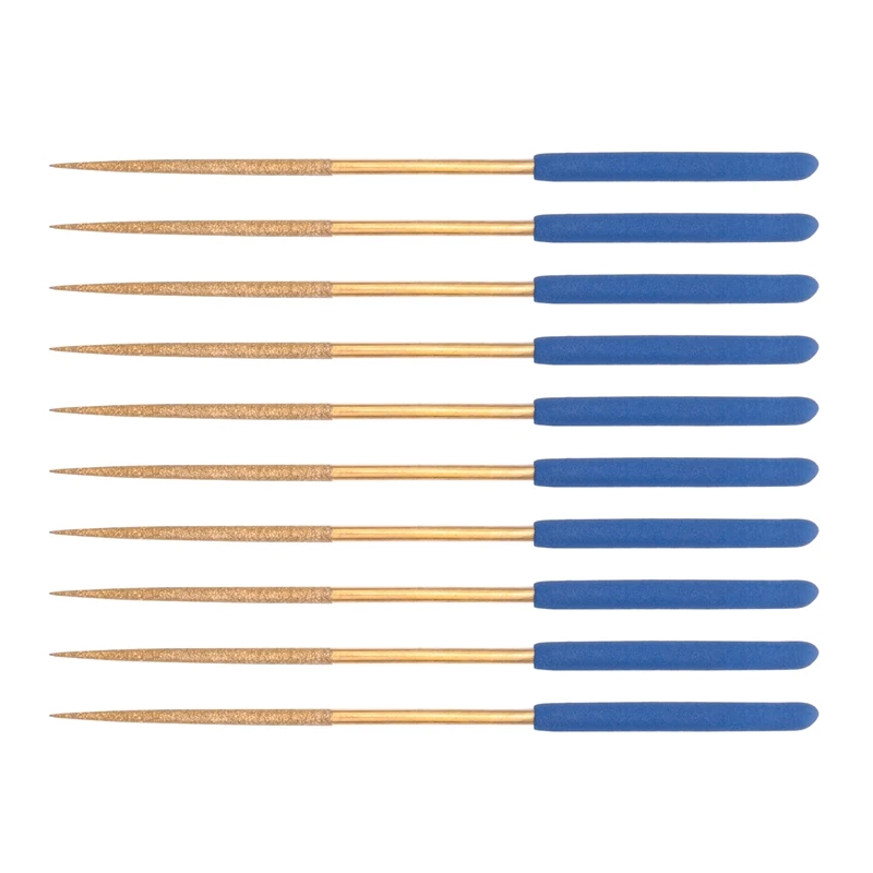 

NEW-Diamond Needle File Set 3Mm X 140Mm, Round Files Titanium Coated Tools For Metal Wood Stone Glass, 10Pcs
