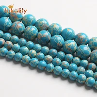 natural stone sky blue sea sediment jaspers round beads for jewelry making diy bracelets necklace accessories 4 6 8 10 12mm 15