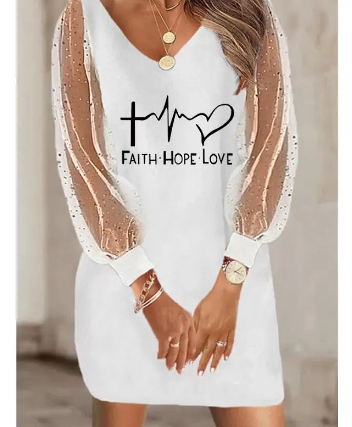 

Женское летнее элегантное платье-мини из полиэстера с длинным рукавом и V-образным вырезом