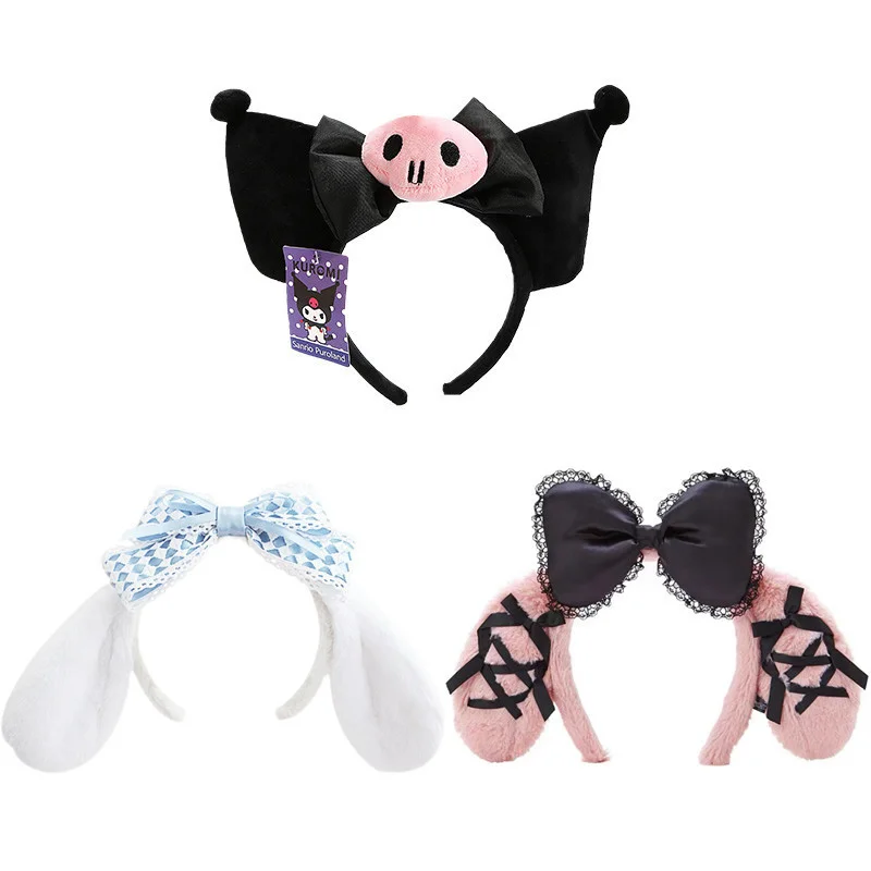 

Kawaii Sanrio аниме плюшевая повязка на голову Kuromi MyMelody Cinnamorol японский мультфильм плюшевая Лолита фотодевушка сердце детский подарок