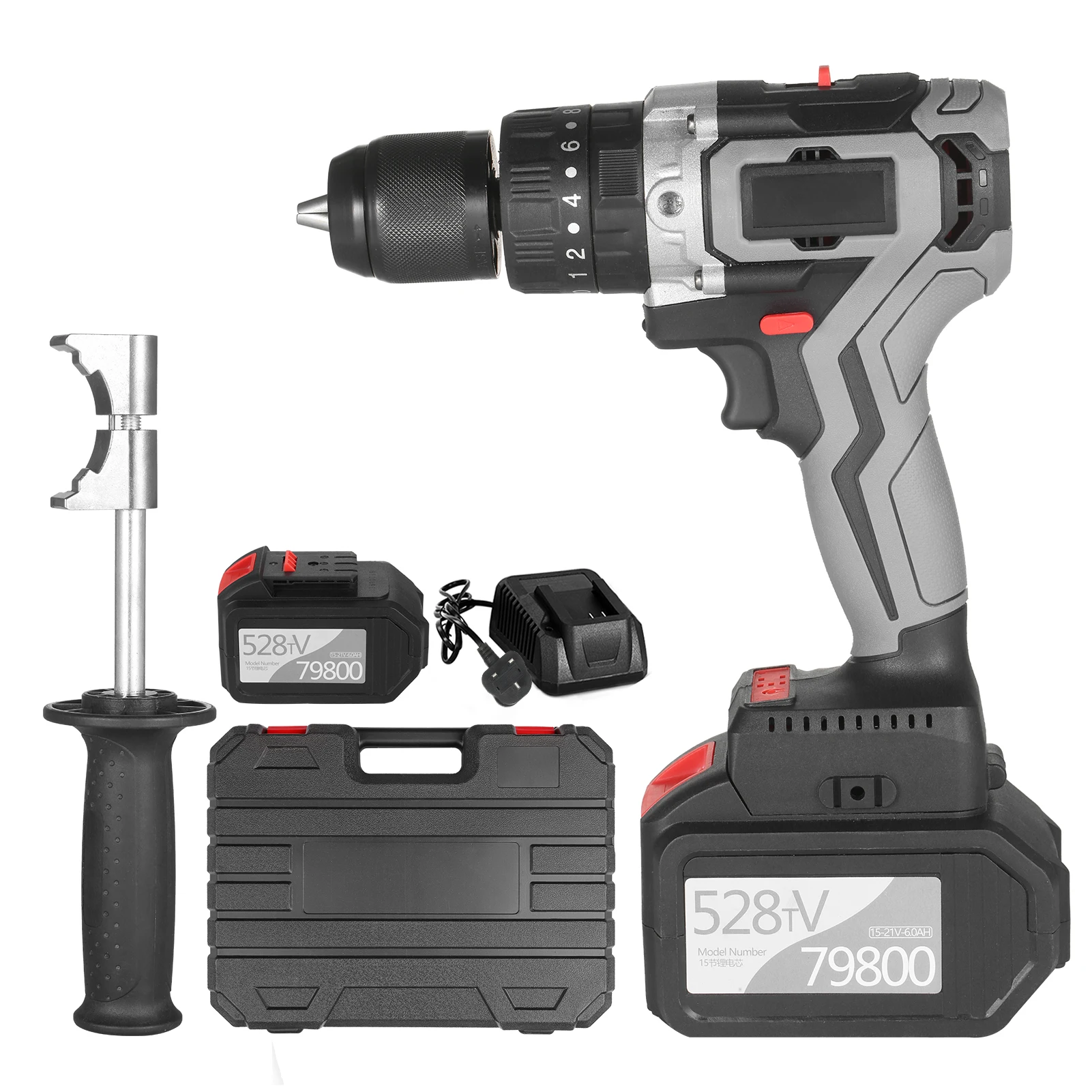 

Cordless Drill Driver Brushless Electric Drill 21V 6.0A /4.0A Battery Variable Speed Impact Hammer Drill Cordless Screwdriver
