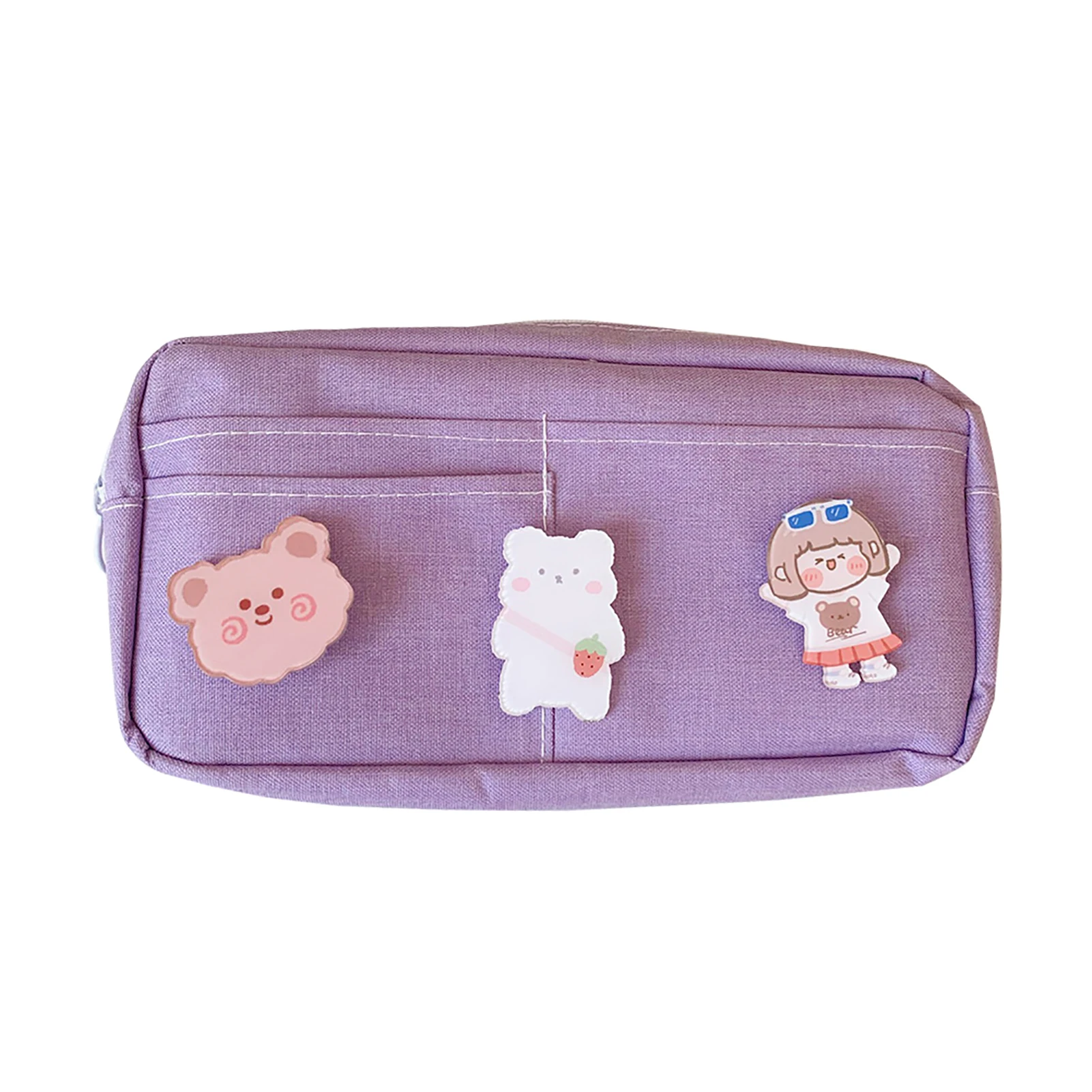 

Large Capacity Multifunctional Pen Student Multi Pocket Canvas Office School Cute Stationery Supplies Pencil Case Accessories