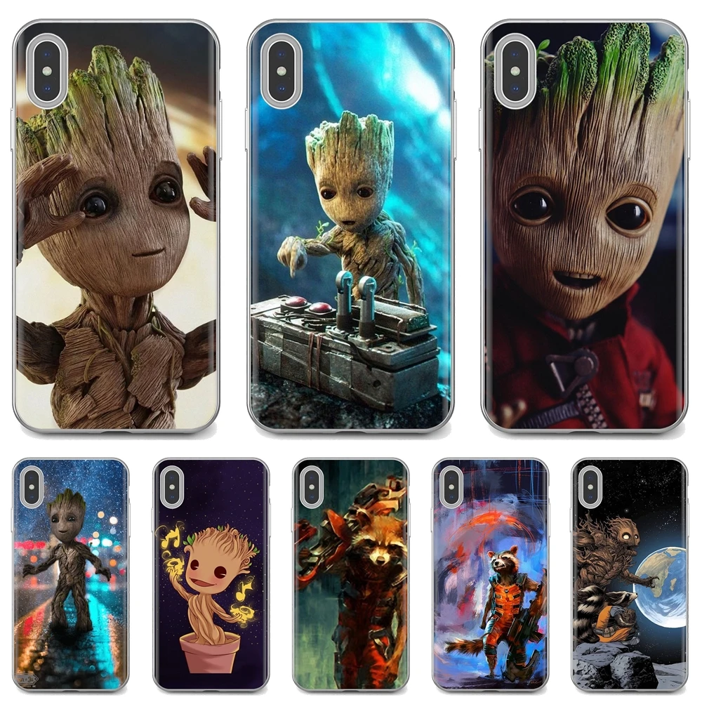 

Cute Guardian Rocket Raccoon Groot Soft Shell Cover For iPhone 10 11 12 13 Mini Pro 4S 5S SE 5C 6 6S 7 8 X XR XS Plus Max 2020