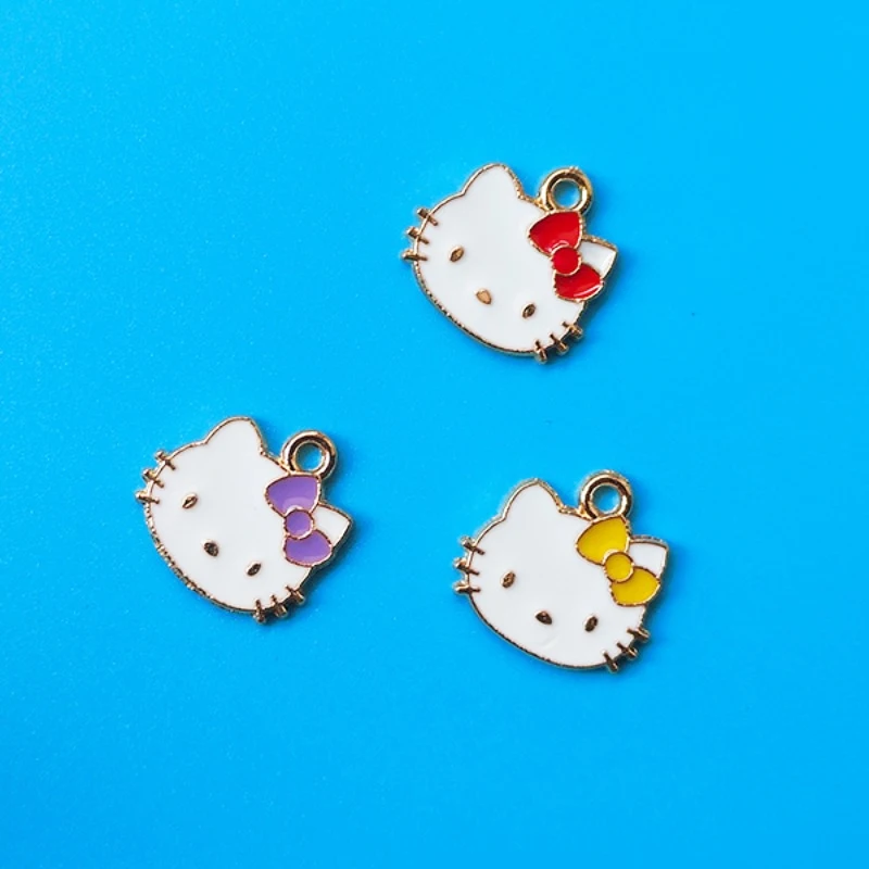 

10PCS Sanrio Cute Sweet Hello Kitty Alloy DIY Drip Oil Accessories Stud Earrings Bracelet Necklace Pendant Jewelry Accessories