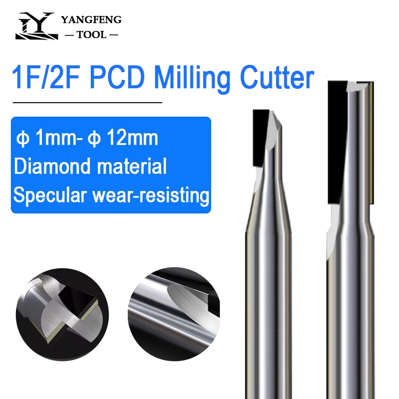 

1 шт. PCD прямая бита 1F/2F Алмазная фреза 4 мм 6 мм 8 мм 10 мм 12 мм Графит Карбид кремния Алюминий Высокоглянцевые инструменты с ЧПУ