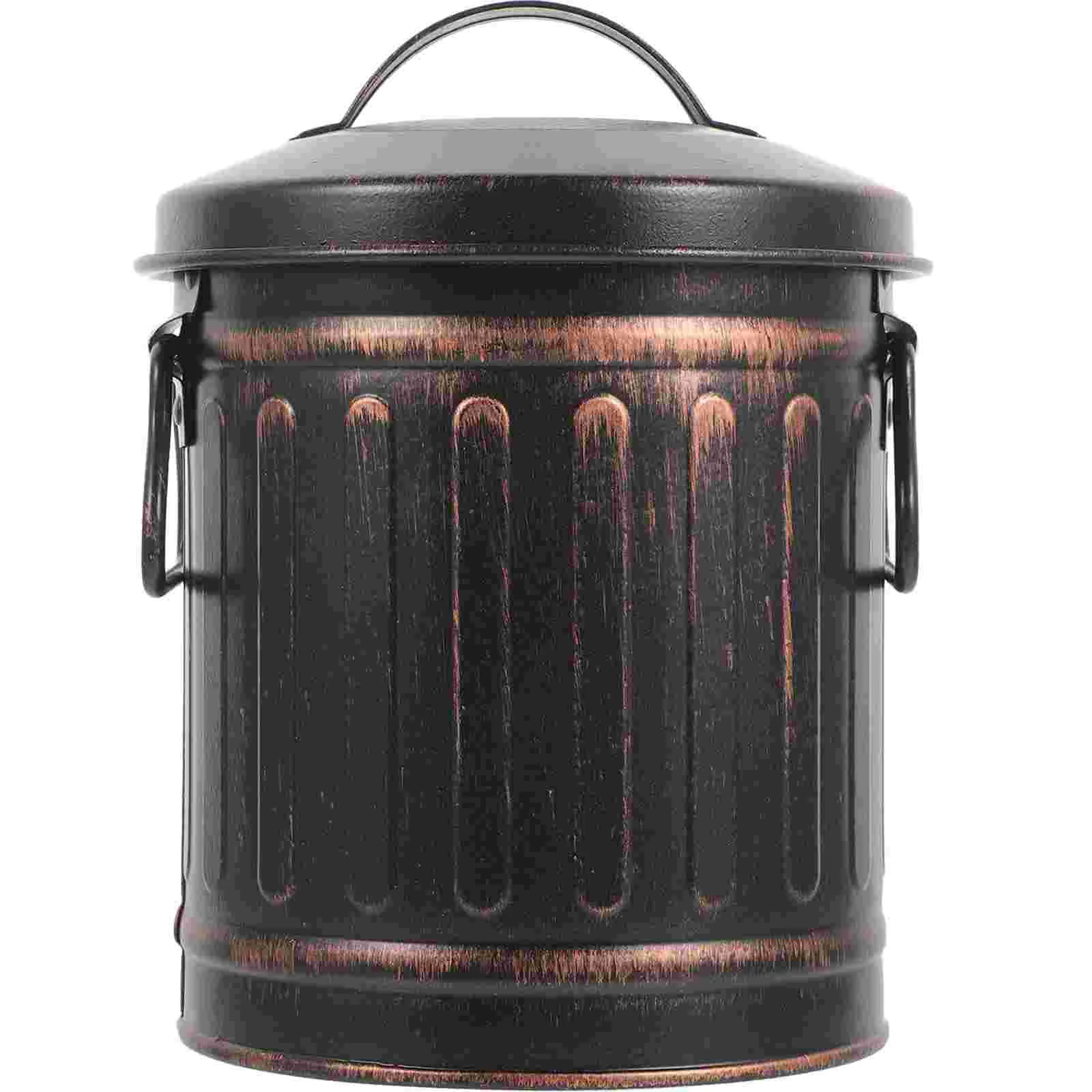 

Trash Cans With Lids Oil Storage Tank Ash Carrier Bucket Charcoal Holder Iron Container Can Fireplace Trash Black