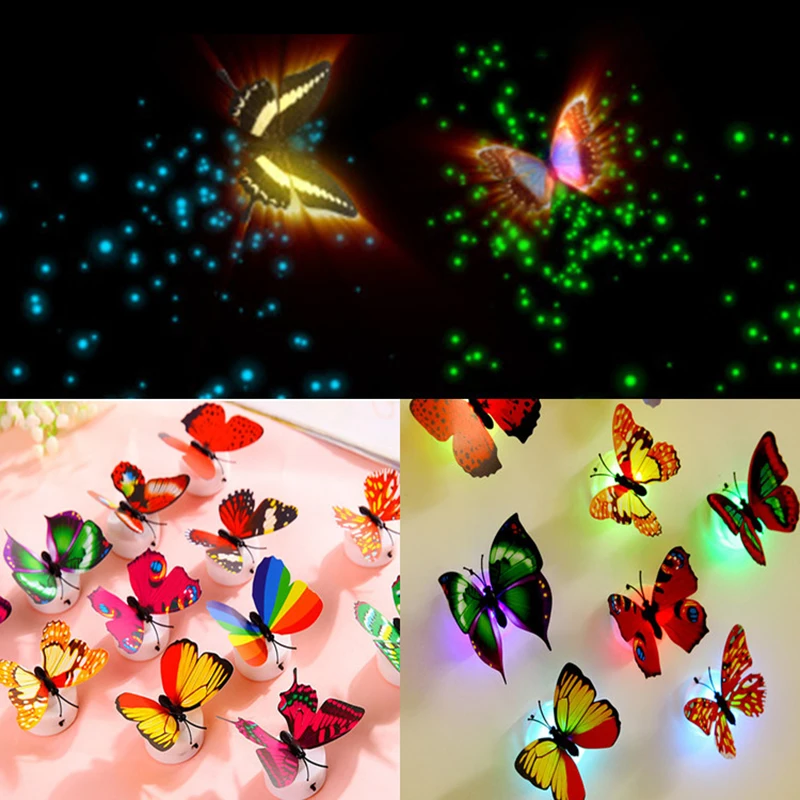 

Light Stick Wallpaper Toy Luminous Color-changing 5 Pack Butterfly Night Light Gift Indoor Simulation Decoration Kids Toys